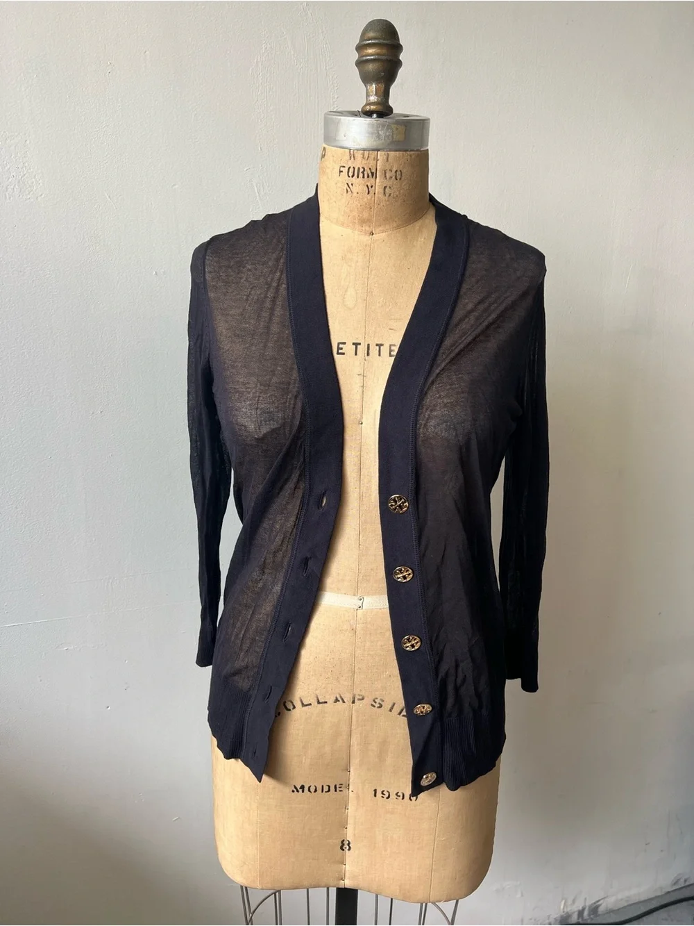 Tory Burch Black Lightweight Button-Down Cardigan